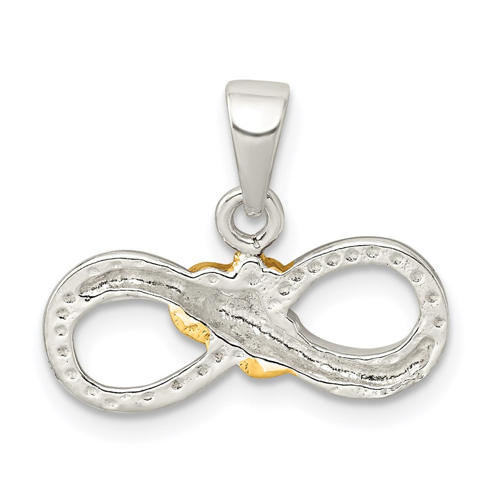 Sterlingsilber & Goldfarben Claddagh Diamantiert Unendlichkeit Anhänger