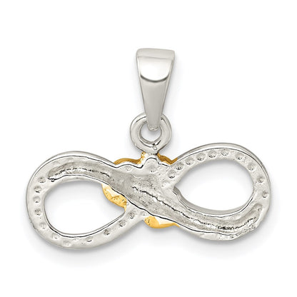 Sterlingsilber & Goldfarben Claddagh Diamantiert Unendlichkeit Anhänger