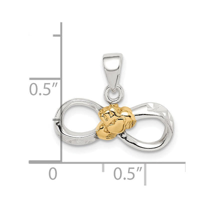 Sterlingsilber & Goldfarben Claddagh Diamantiert Unendlichkeit Anhänger