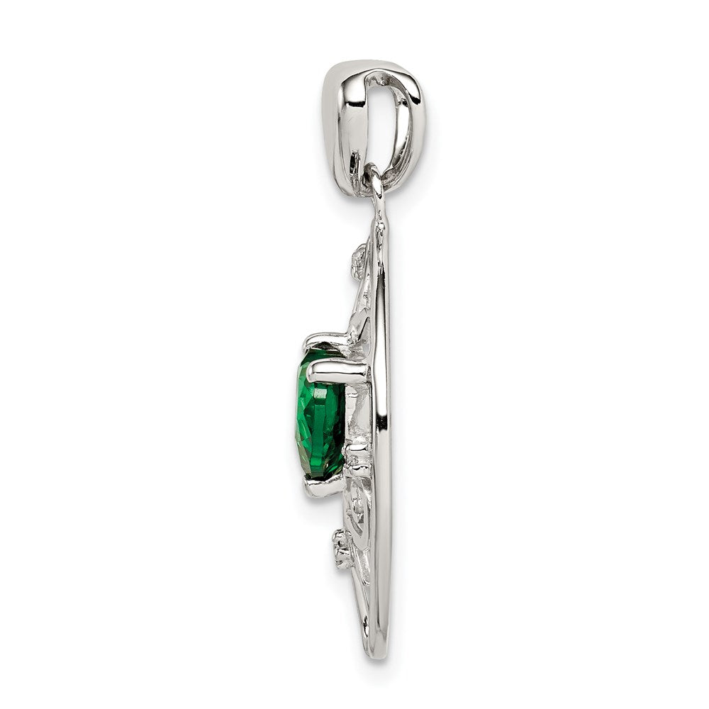 Sterlingsilber Grün & Klar Zirkonia Baum Kette Anhänger