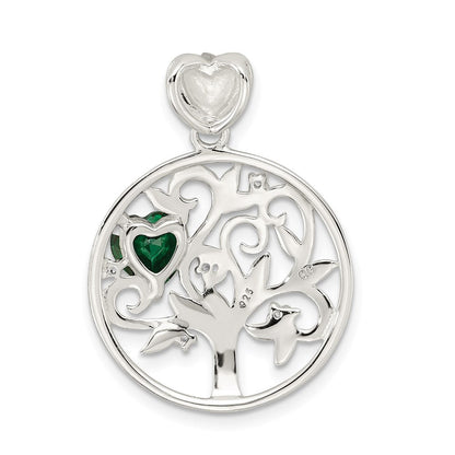 Sterlingsilber Grün & Klar Zirkonia Baum Kette Anhänger