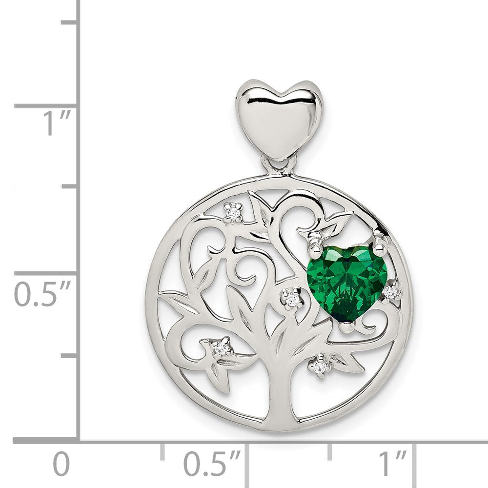 Sterlingsilber Grün & Klar Zirkonia Baum Kette Anhänger