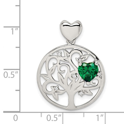 Sterlingsilber Grün & Klar Zirkonia Baum Kette Anhänger