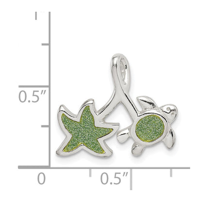 Sterlingsilber Glitzer Infused Stern Fisch und Schildkröte Kette Anhänger