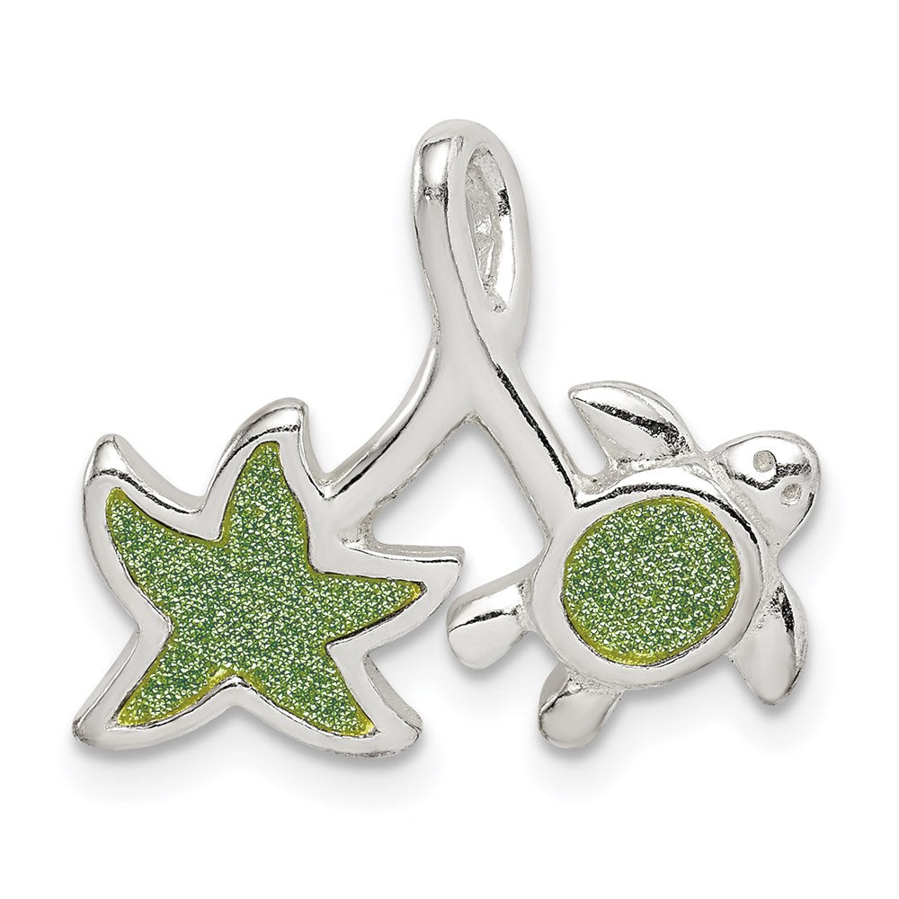 Sterlingsilber Glitzer Infused Stern Fisch und Schildkröte Kette Anhänger