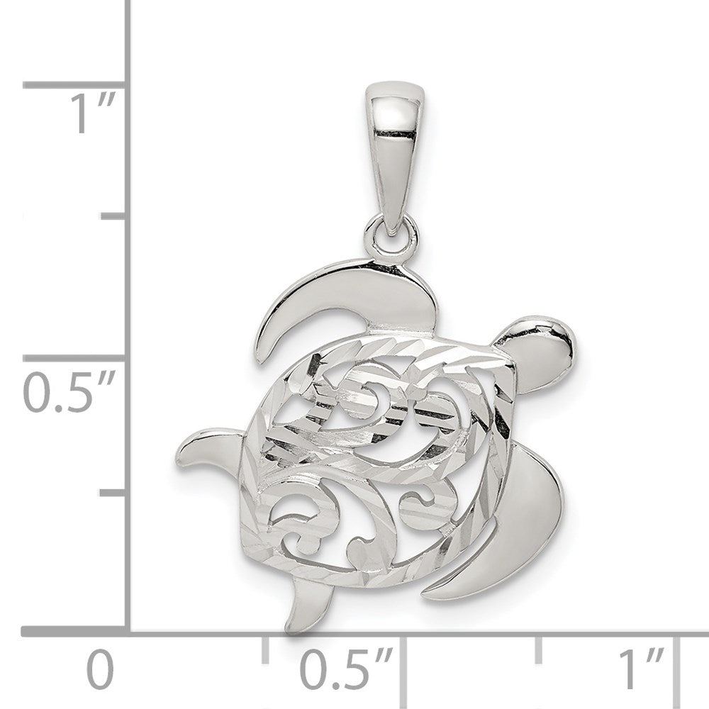 Sterlingsilber Diamantiert Schildkröte Anhänger
