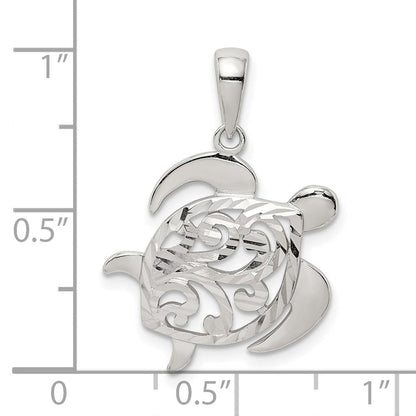Sterlingsilber Diamantiert Schildkröte Anhänger