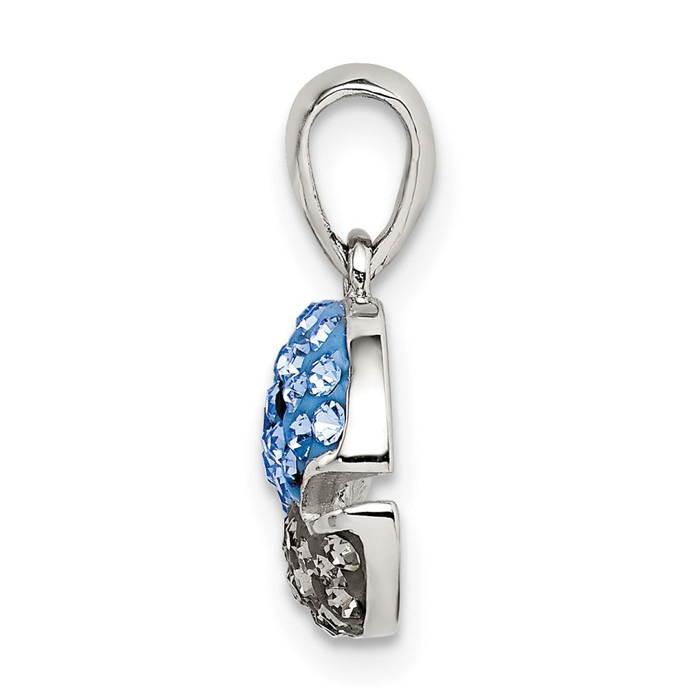 Sterlingsilber Rhodiniert Blau und Grau Preciosa Kristall Wal Anhänger