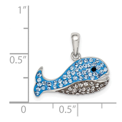 Sterlingsilber Rhodiniert Blau und Grau Preciosa Kristall Wal Anhänger