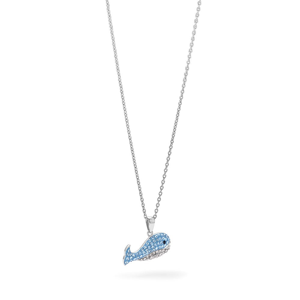 Sterlingsilber Rhodiniert Blau und Grau Preciosa Kristall Wal Anhänger