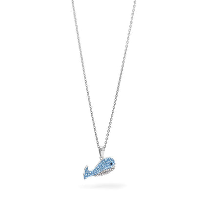 Sterlingsilber Rhodiniert Blau und Grau Preciosa Kristall Wal Anhänger