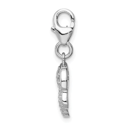 Sterlingsilber Rhodiniert Zirkonia Jellyfish mit Karabinerverschluss Charm