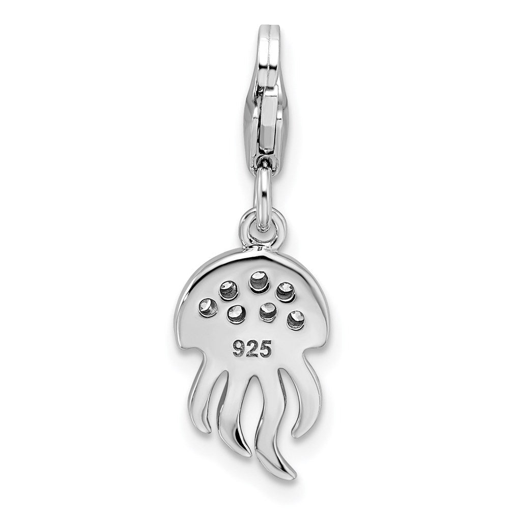 Sterlingsilber Rhodiniert Zirkonia Jellyfish mit Karabinerverschluss Charm