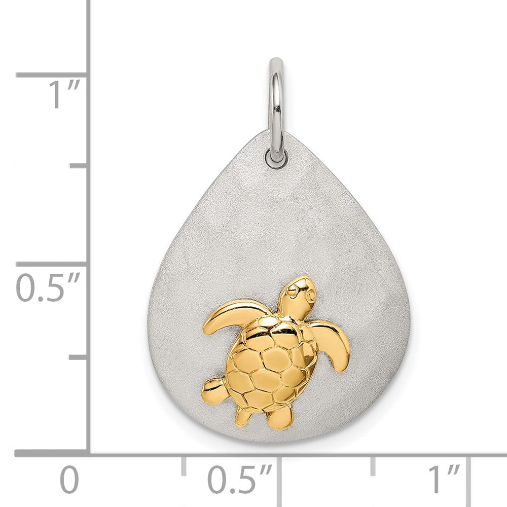 Sterlingsilber Goldfarben Schildkröte Gebürstet Anhänger