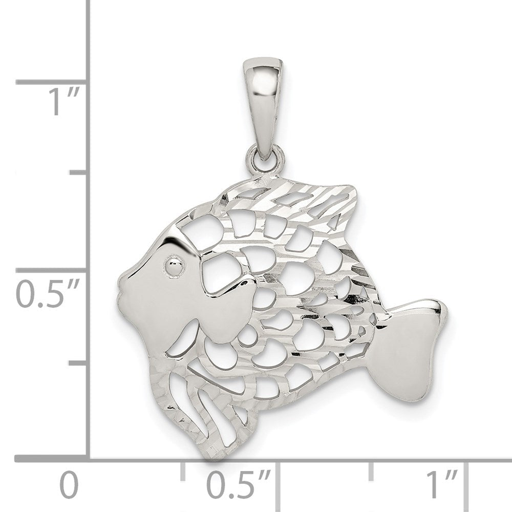Sterlingsilber Diamantiert Fisch Anhänger