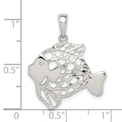 Sterlingsilber Diamantiert Fisch Anhänger