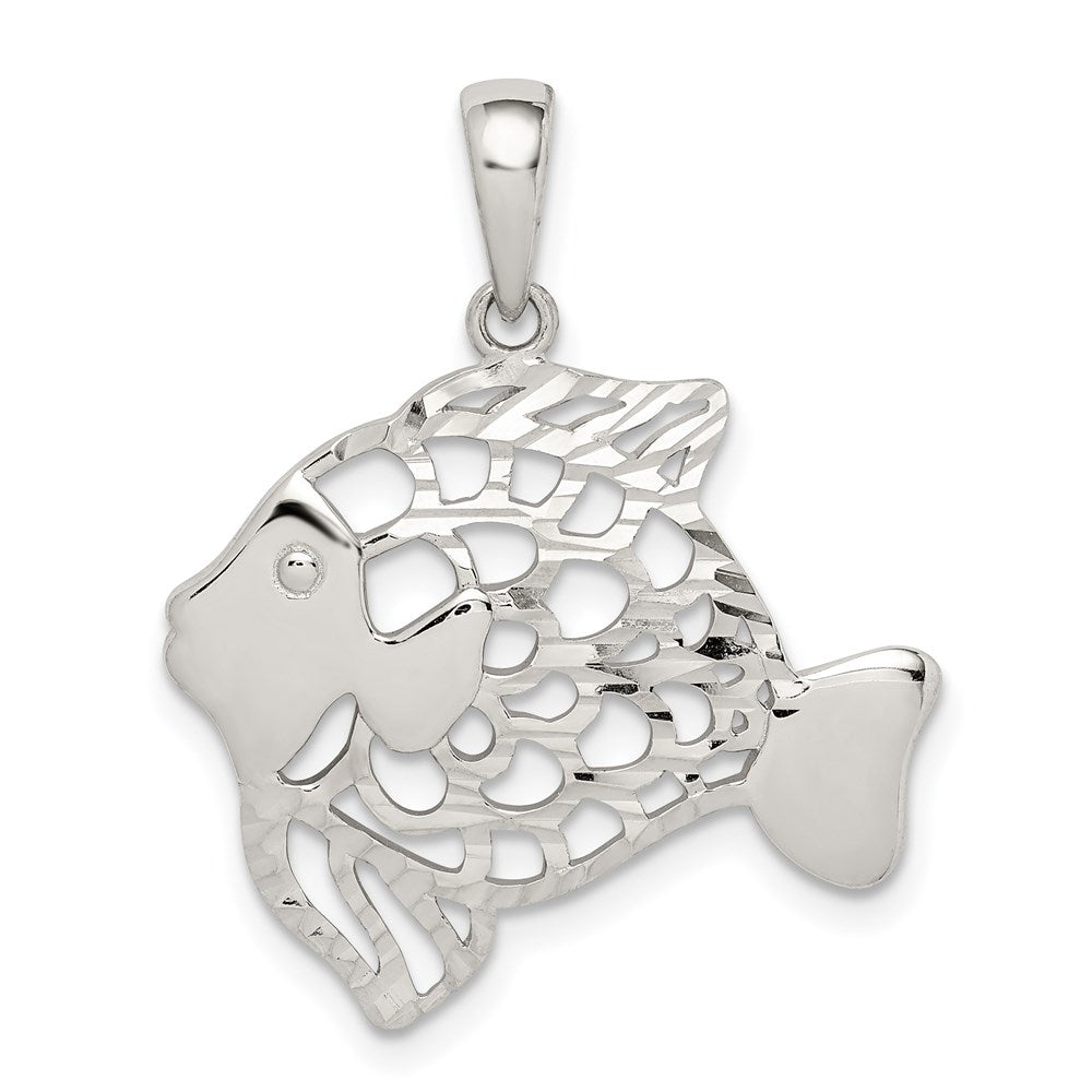 Sterlingsilber Diamantiert Fisch Anhänger