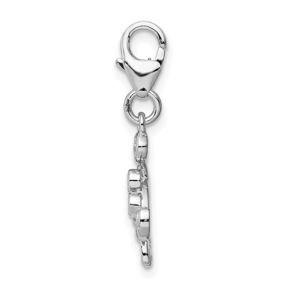 Sterlingsilber Rhodiniert Zirkonia Krabbe mit Karabinerverschluss Charm