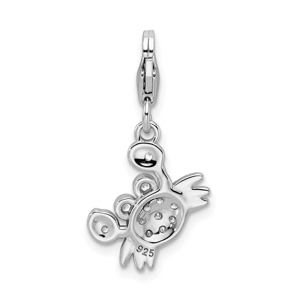 Sterlingsilber Rhodiniert Zirkonia Krabbe mit Karabinerverschluss Charm