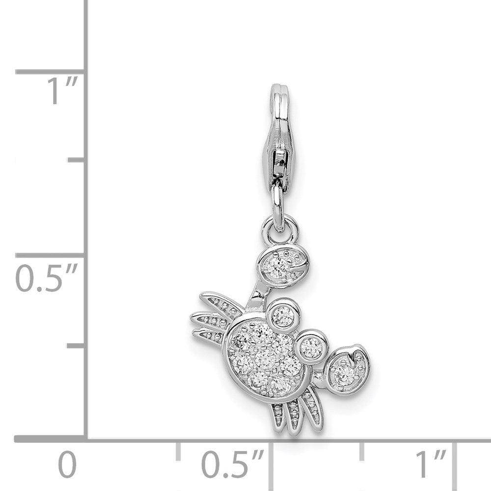 Sterlingsilber Rhodiniert Zirkonia Krabbe mit Karabinerverschluss Charm