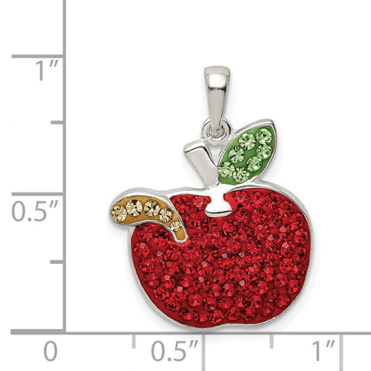 Sterlingsilber Rhodiniert Rot Preciosa Kristall Apple mit Worm Anhänger
