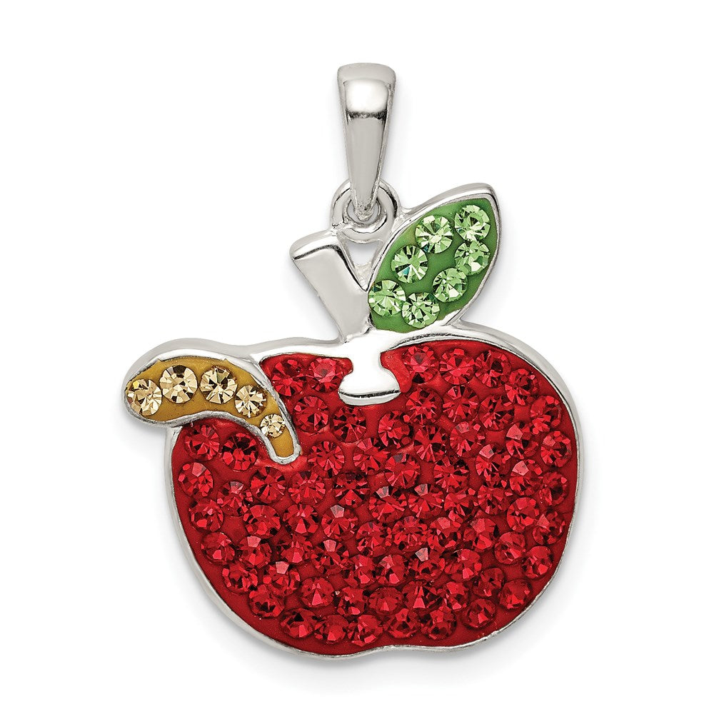 Sterlingsilber Rhodiniert Rot Preciosa Kristall Apple mit Worm Anhänger