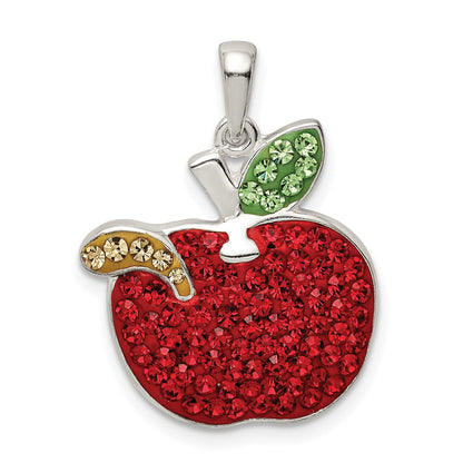 Sterlingsilber Rhodiniert Rot Preciosa Kristall Apple mit Worm Anhänger