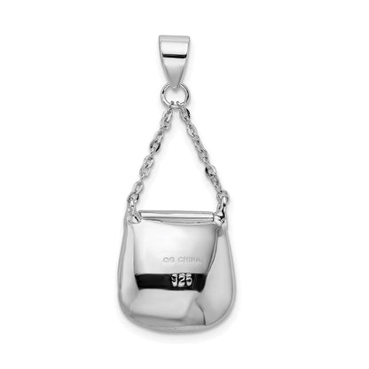Sterlingsilber Rhodiniert Zirkonia Handbag Anhänger