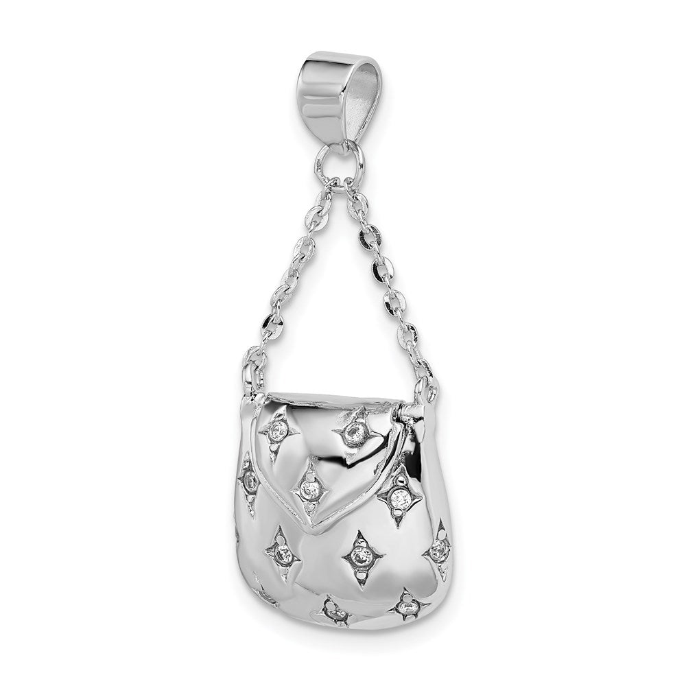 Sterlingsilber Rhodiniert Zirkonia Handbag Anhänger