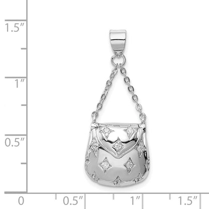 Sterlingsilber Rhodiniert Zirkonia Handbag Anhänger