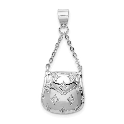 Sterlingsilber Rhodiniert Zirkonia Handbag Anhänger