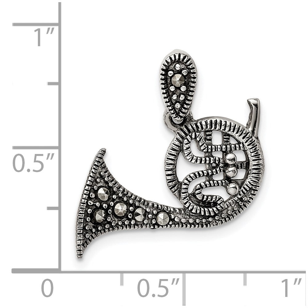 Sterlingsilber Antikisiert Markasit French Horn Anhänger