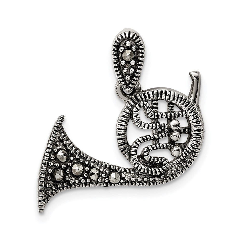 Sterlingsilber Antikisiert Markasit French Horn Anhänger