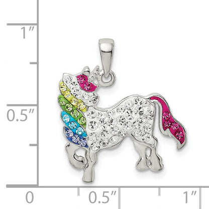 Sterlingsilber Rhodiniert Mehrfarbig Preciosa Kristall Einhorn Anhänger