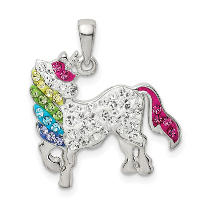 Sterlingsilber Rhodiniert Mehrfarbig Preciosa Kristall Einhorn Anhänger