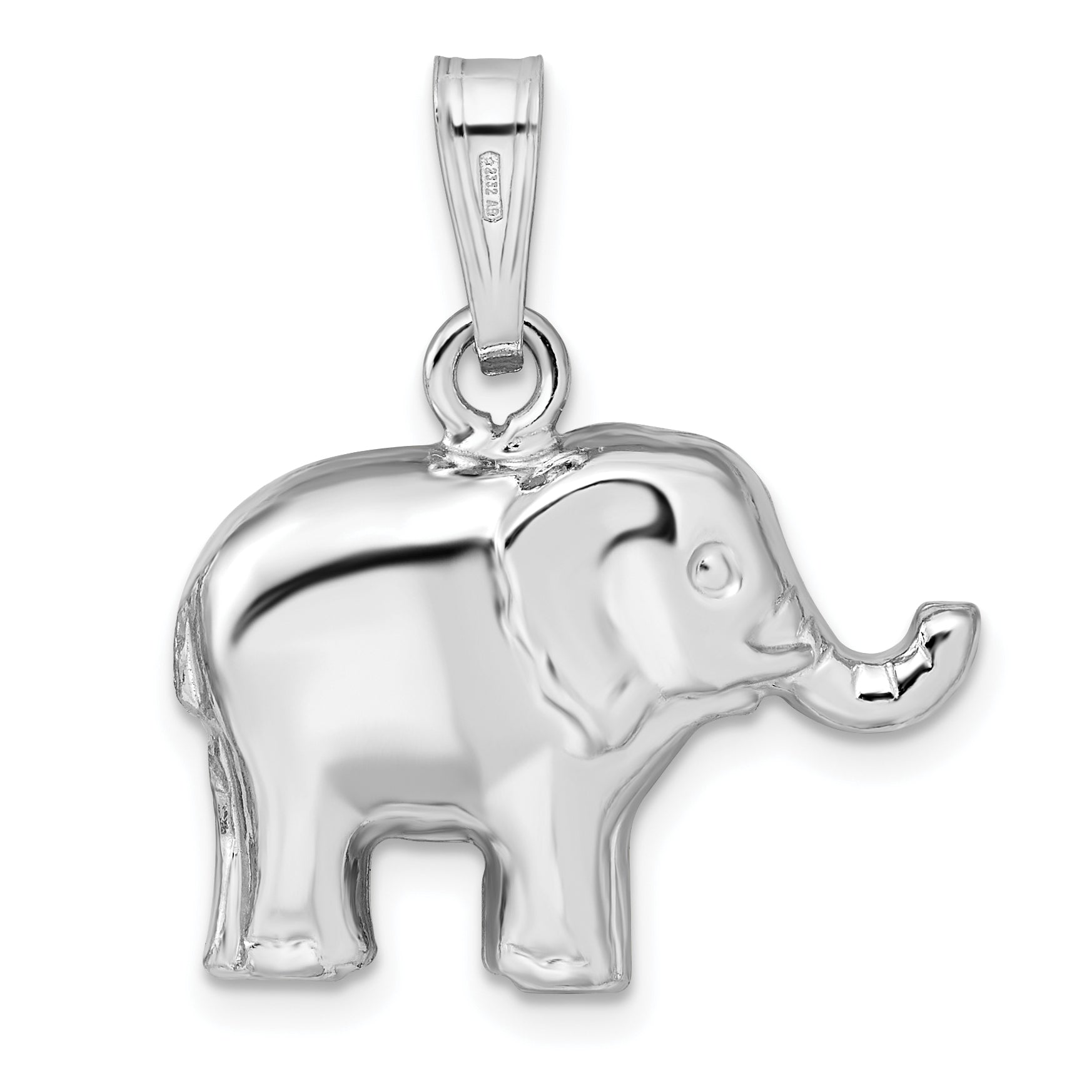 Sterlingsilber Rhodiniert Poliert Elefant Anhänger
