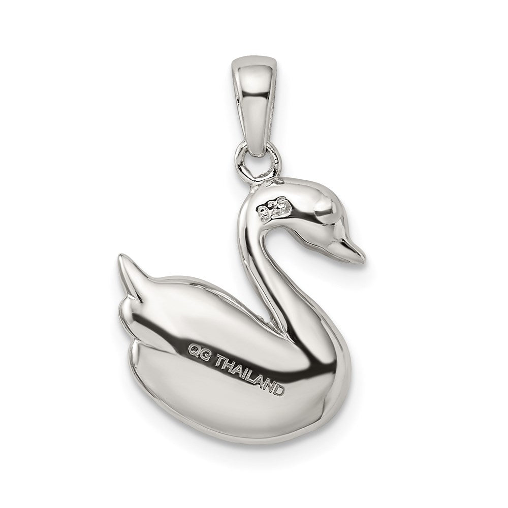 Sterlingsilber Rhodiniert Imitat Perle Swan Anhänger