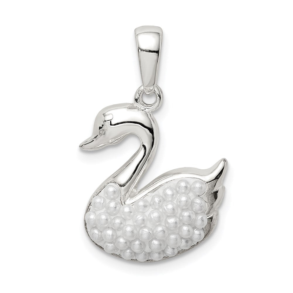 Sterlingsilber Rhodiniert Imitat Perle Swan Anhänger