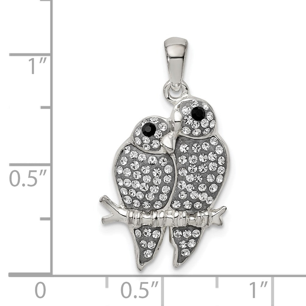 Sterlingsilber Rhodiniert Preciosa Kristall Parrot Couple Anhänger