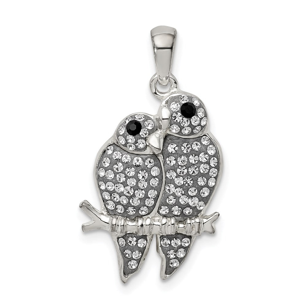 Sterlingsilber Rhodiniert Preciosa Kristall Parrot Couple Anhänger