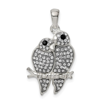 Sterlingsilber Rhodiniert Preciosa Kristall Parrot Couple Anhänger