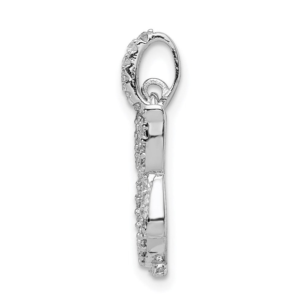 Sterlingsilber Rhodiniert Zirkonia Eule Anhänger