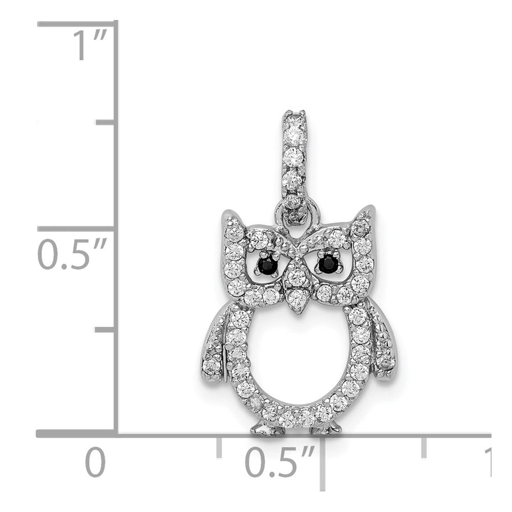 Sterlingsilber Rhodiniert Zirkonia Eule Anhänger