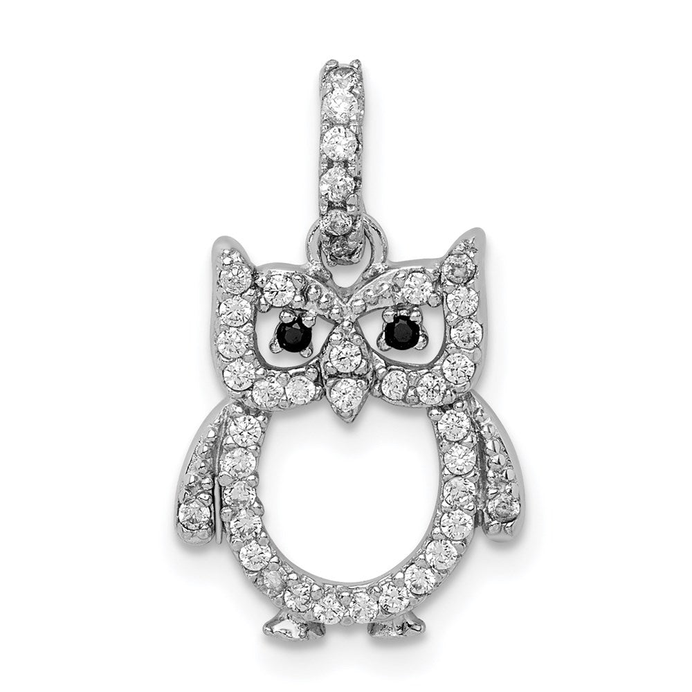Sterlingsilber Rhodiniert Zirkonia Eule Anhänger