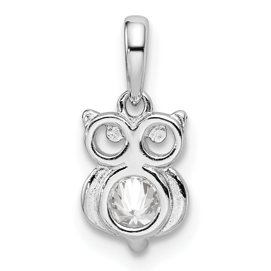 Sterlingsilber Rhodiniert Zirkonia Eule Anhänger