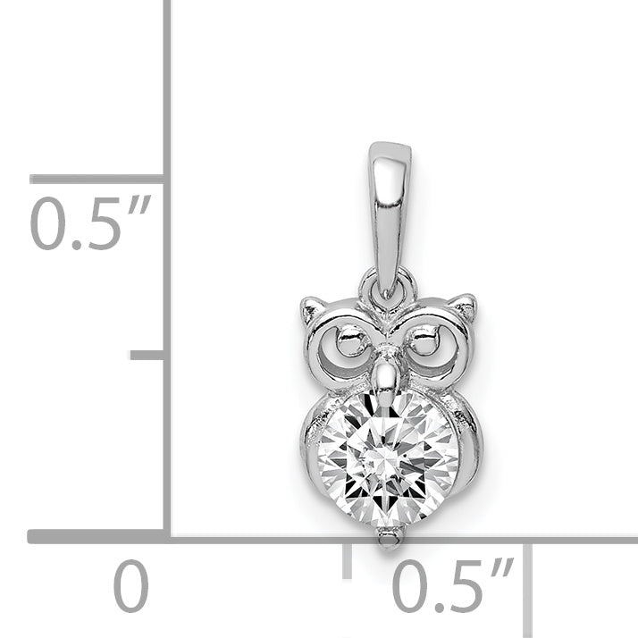 Sterlingsilber Rhodiniert Zirkonia Eule Anhänger