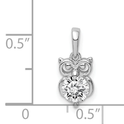 Sterlingsilber Rhodiniert Zirkonia Eule Anhänger