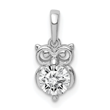 Sterlingsilber Rhodiniert Zirkonia Eule Anhänger