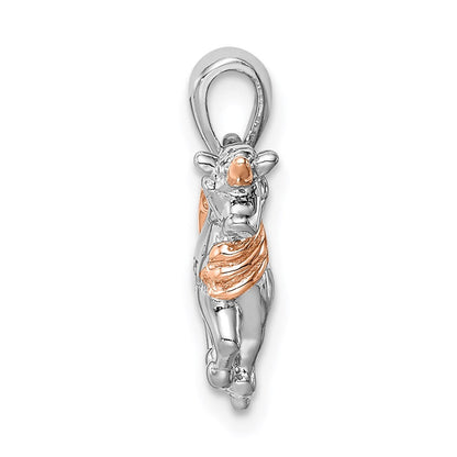 Sterlingsilber Rhodiniert Rose Vergoldet 3d Einhorn Anhänger