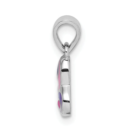 Sterlingsilber Rhodiniert Childs Emailliert Rosa/purple Herz Anhänger